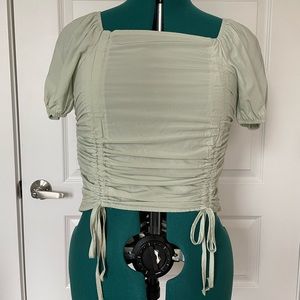 SHEIN Sage Green Ruched Front Top